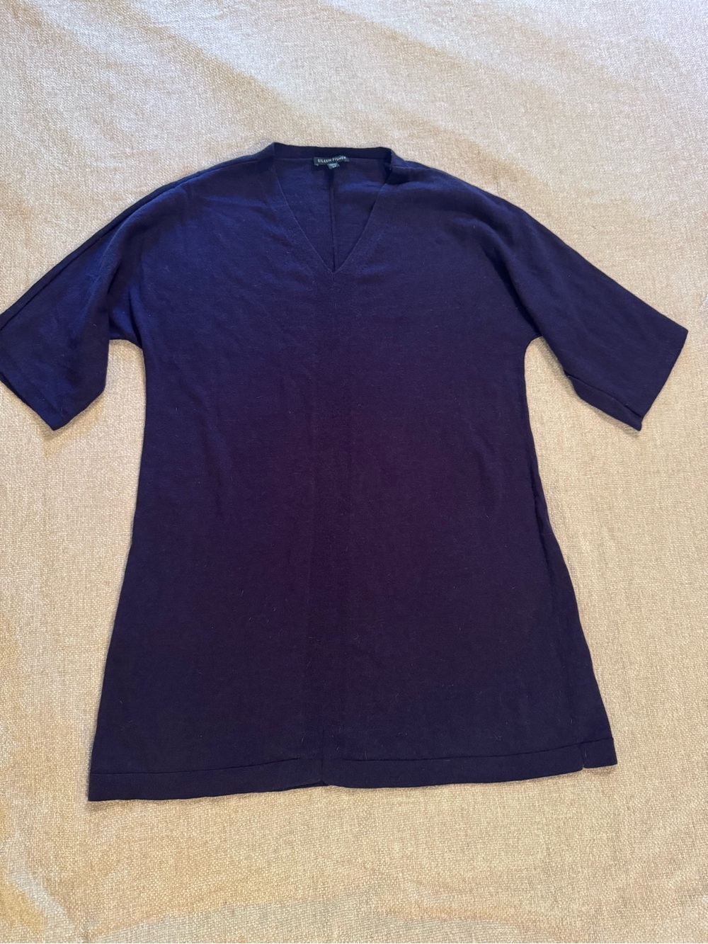Eileen Fisher Merino Wool V-neck Navy‎ Tunic